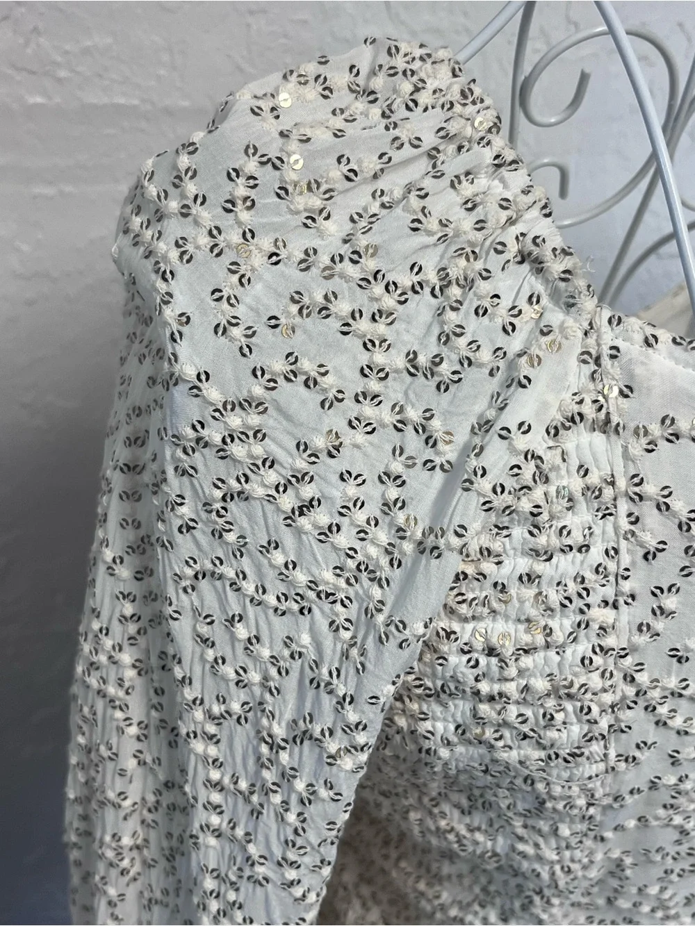 Anthropologie Cream Floral Wrap Blouse